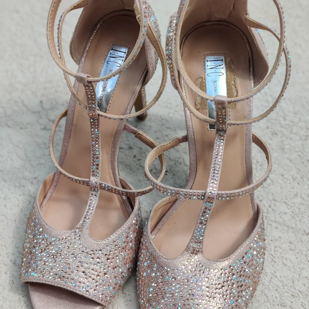 iNC  Rhinestone cagedT Strap heels - Picture 3 of 16